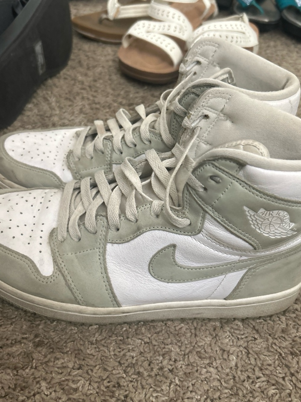 Nike Air Jordan 1 High Top Sneakers - White & Light Sage